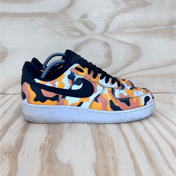 Nike - Air Force 1 Low Camo - Sneakers - Orange/White - Men's - 9 - 823511-800 - Picture 1 of 9